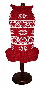 Hearts and Snowflakes Sweater Dress By Dallas Dogs
