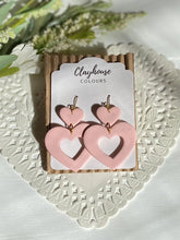 Load image into Gallery viewer, Heart Dangles Clay Earrings
