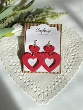 Load image into Gallery viewer, Heart Dangles Clay Earrings
